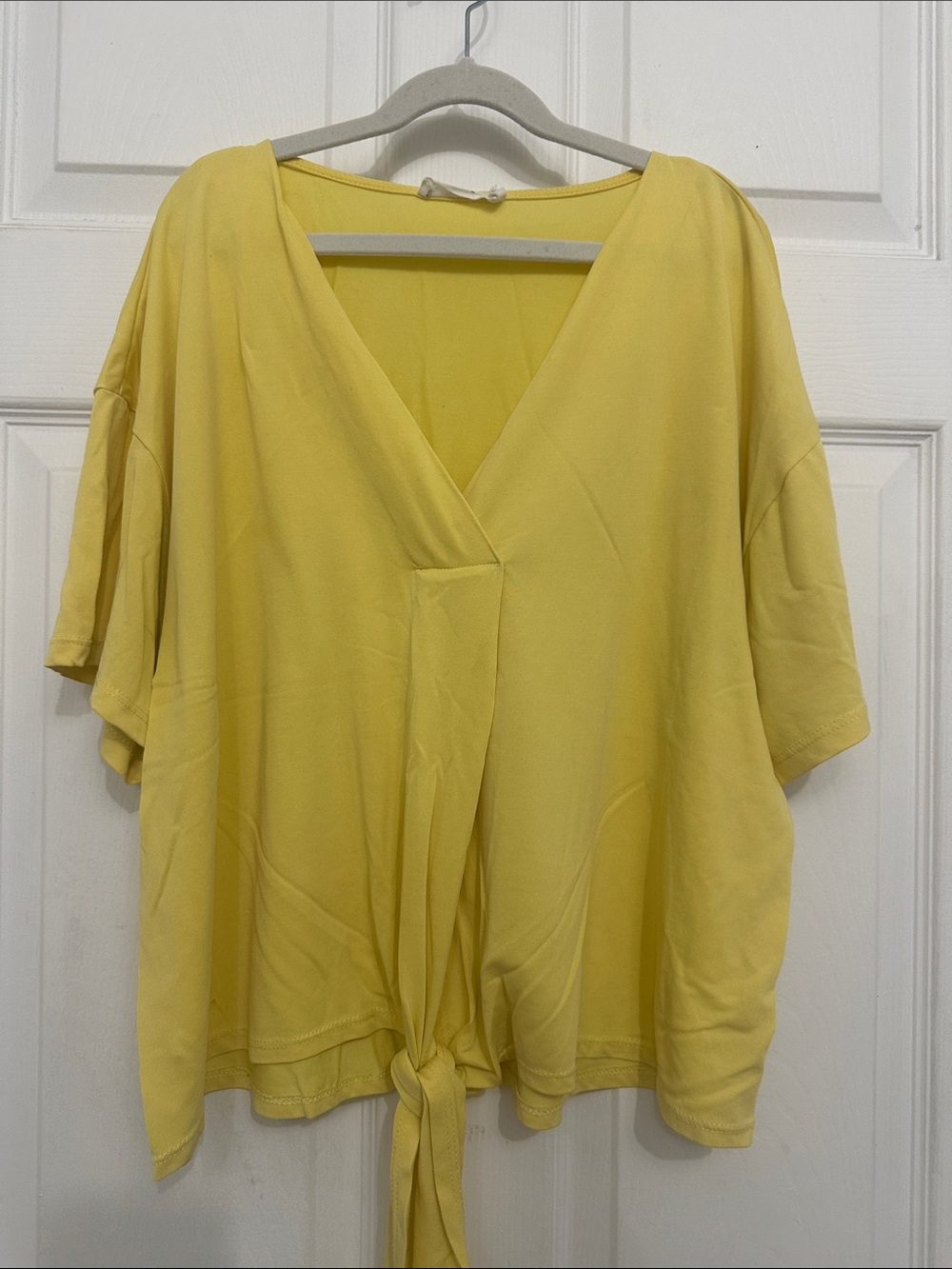 Lush Yellow Tie-Front V-Neck Tunic